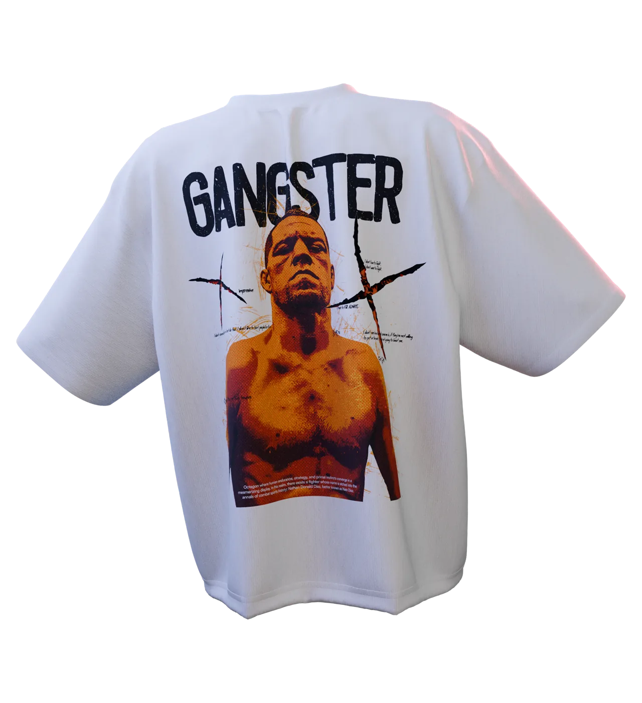 Nate Diaz-White oversized tee by 3rdEra, front view